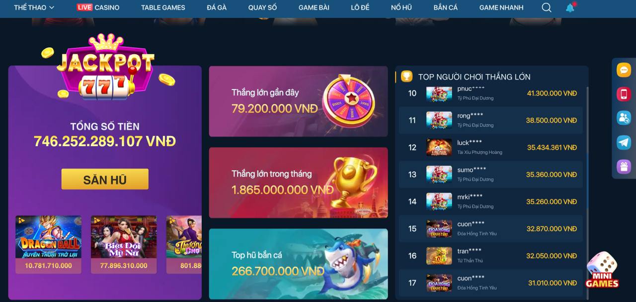 Ảnh chụp màn hình kuwingame11 với thông báo Jackpot